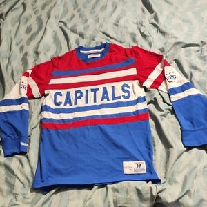 Mitchell & Ness Washington Capitals NHL Licensed Long Sleeved Shirt Men's Size M